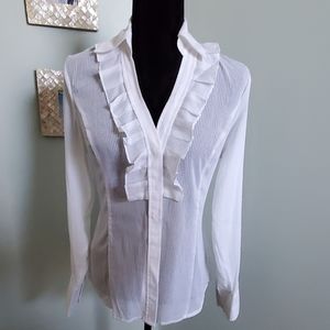Express- Long Sleeve Button Up w/Ruffle Accent NWT